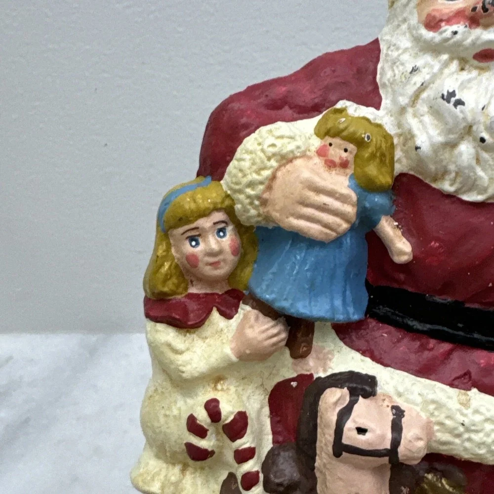 Vintage Cast Iron Christmas Stocking Hanger Double Hook Santa Claus Toys